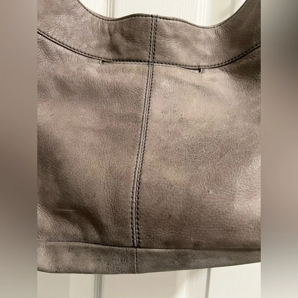 HOBO Pier Leather Gray Titanium Shoulder Bag - Picture 9 of 13